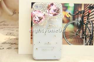   Butterfly Bow Rhinestone Crystal Back Bling iPhone 4G 4 Case Cover