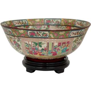 Oriental Furniture 14 Porcelain Bowl Rose Medallion  