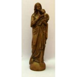  8 Wood Tone Madonna and Child Statue