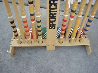   Wooden 6 Player Sportcraft Croquet Set with Rack and Ribbed Wood Balls