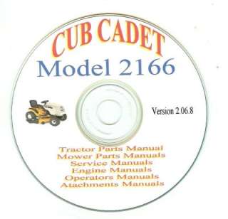 Cub Cadet Model 2166 Parts Service & Owners Manuals CD  