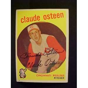Claude Osteen Cincinnati Redlegs #224 1959 Topps Autographed Baseball 