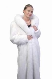  White Mink Full Length Coat   White Fox Trimmed Clothing