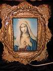 MID CENTURY KITSCH DECOR MARY MADONNA ICON PICTURE LAMP GILT CHALKWARE 