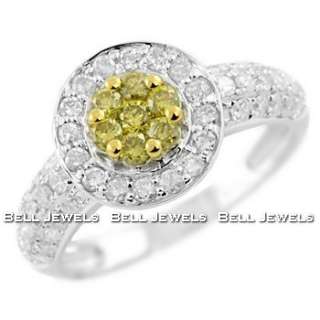 12ct YELLOW DIAMOND COCKTAIL RING 14k WHITE GOLD  