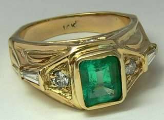 Handsome Colombian Emerald Diamond & Gold Ring 2.0cts  