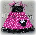 Boutique Minnie Disney Pink Black Dot Smocked Dress