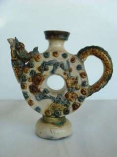 Vintage Chinese Dragon Donut Shaped Teapot Asian  