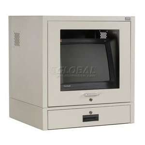  Counter Top Crt Security Computer Cabinet   Gray 