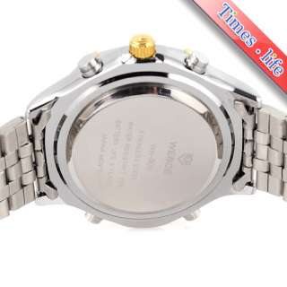   Steel Unisex Sports Waterproof Watch Quartz LED Dual Time Date  