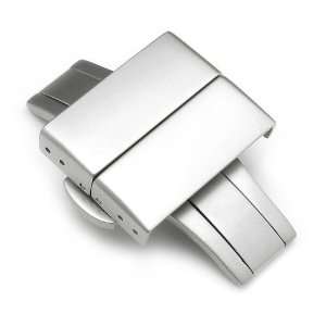 22mm Deployment Buckle / Clasp, Sandblast Stainless Steel with Release 
