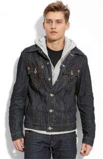 True Religion Brand Jeans Jimmy Western Hooded Jean Jacket 