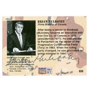 Brian Mulroney Autographed/Hand Signed trading card Canada