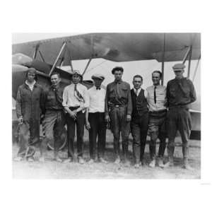 Charles Lindbergh with 7 men, including Bud Gurney Photograph   St 