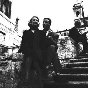  Martine Carol with Christian Jaque on the steps of the 