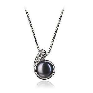 PearlsOnly Claudia Black 7 8mm AA Freshwater Sterling Silver With 