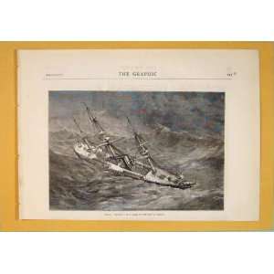  Hms Urgent Gale Bay Biscay Sea Storm Old Print 1871