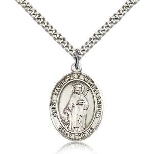 925 Sterling Silver St. Saint Catherine of Alexandria Pendan 1 x 3/4 