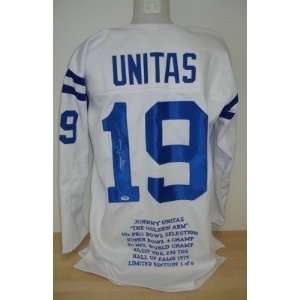 Johnny Unitas Autographed Uniform   Stats LE 6 PSA   Autographed NFL 