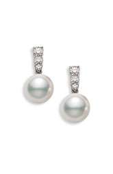   Morning Dew Akoya Cultured Pearl & Diamond Earrings $2,200.00
