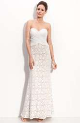 JS Collections Chiffon & Lace Strapless Gown $298.00