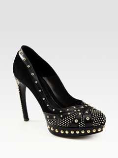Alexander McQueen   Studded Leather and Suede Platform Pumps
