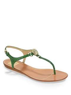 Dolce Vita   Isolde Snakeskin Embossed Leather Sandals/Green
