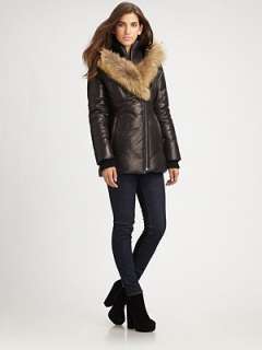 Mackage   Fur Trimmed Leather Coat    