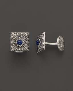 Buccellati Linenfold Sterling And Blue Sapphire Cuff Links 