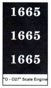SILVER   #1665 LIONEL Comp. Engine Cab Number, Set (EX)  