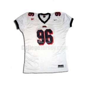  White No. 96 Game Used Ole Miss Nike Football Jersey (SIZE 