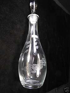 Vintage Hand Blown Toscany Etched Decanter & Stopper  