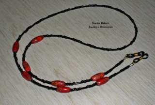 Black/Red Eyeglass Chain Holder Necklace (022703)  