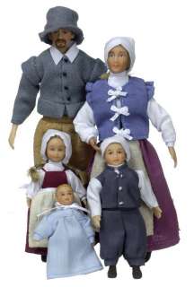   Miniature poly resin Phelps Colonial doll family set people New  