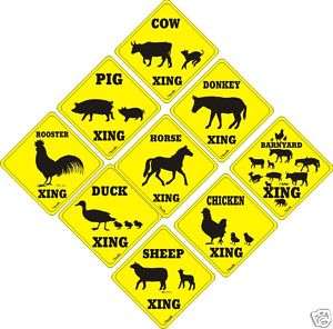 Farm Animal) Xing Signs Funny Novelty Crossing New  