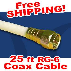 25 ft foot White RG 6 Coaxial Cable coax RG6 digital  
