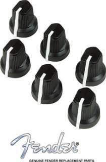 FENDER® BLACK POINTER AMPLIFIER AMP KNOBS (6 PK) *NEW* 717669449377 