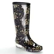 Bootsi Tootsi Black Floral Rain Boots