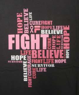 Fila Sport Breast Cancer Hope Survivor Pink Ribbon Steel Gray S/S T 
