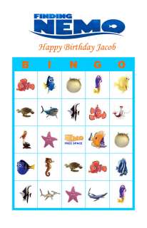Finding Nemo Birthday Party Game Bingo Cards  
