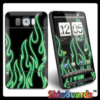 Black Green Neon Flames Vinyl Case Decal Skin To Cover T Mobile HTC 