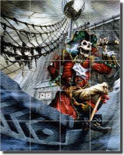 Eagle Fantasy Pirate Ship Wall Floor Glass Tile Mural  