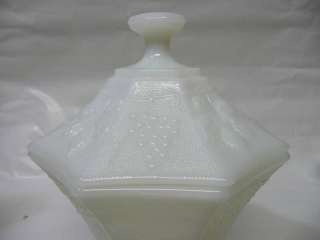 Vintage Milk Glass Candy DIsh Pedestal fruit design  