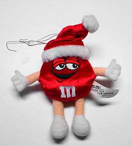 Red M&M Plush Candy Toy Fun Friend Christmas Ornament 2001 Mars Inc. 7 