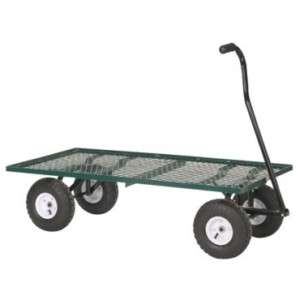 New Steel Mesh Deck Wagon Garden Cart w/ 10 Turf Tires  