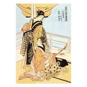  Two Musicians by Utamaro Kitagawa , 24x32