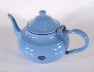 Enamel Tea Pot Teapot Vintage Blue Kettle Enamelware  