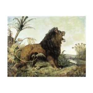  A Lion in a Jungle by William Huggins. Size 21.75 inches 