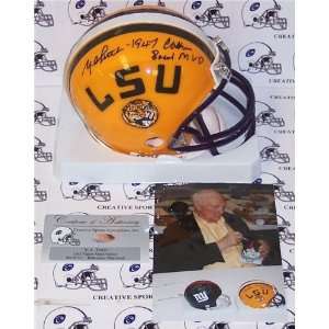  Y.A. Tittle Autographed/Hand Signed LSU Tigers Mini Helmet 