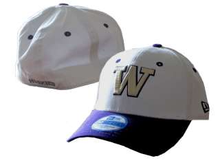 Washington Huskies Cap New Era White Flex Fit Hat M / L  